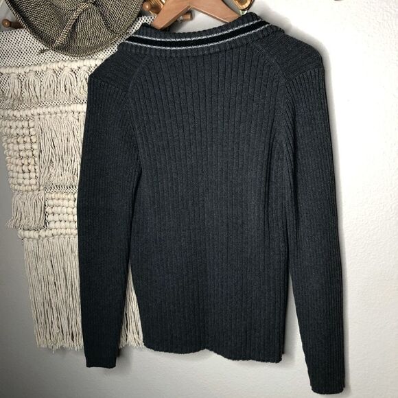 DKNY 1/4 Zip Gray Sweater Small - Picture 3 of 5